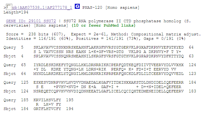 Human Ssu72 BLAST result.PNG